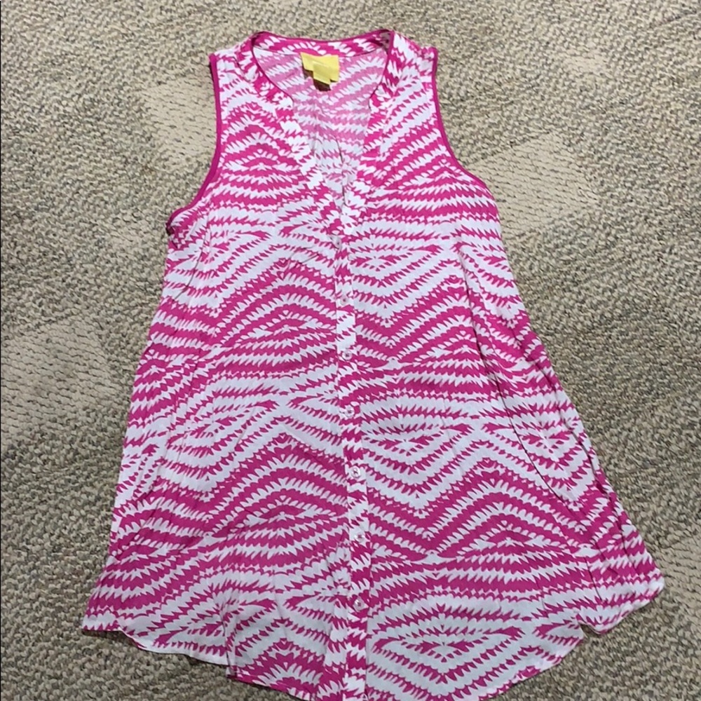 Maeve Size 4 Pink and White Blouse